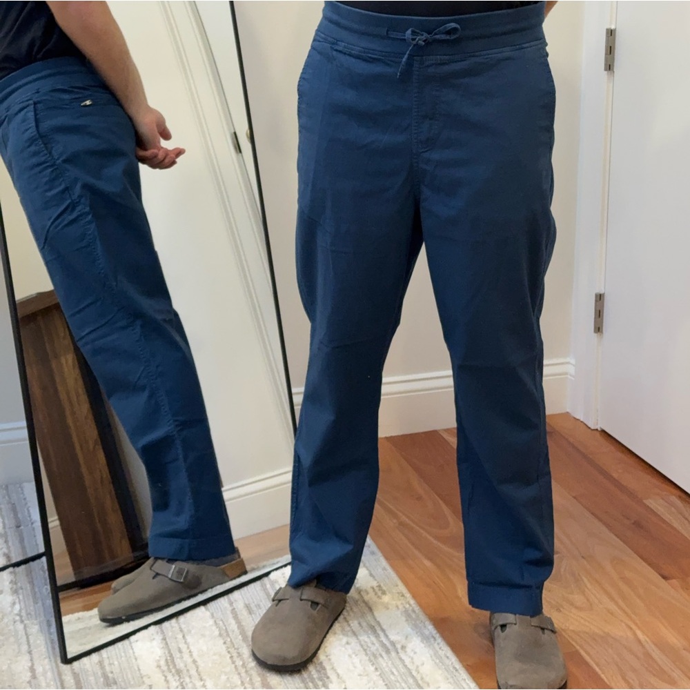 Pact Men's Blue Pants, drawstring waist, medium, ~30 length